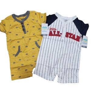 Child of Mine Carter’s 6-9, 12, 18 Months - All Star Baseball  Shortall Rompers